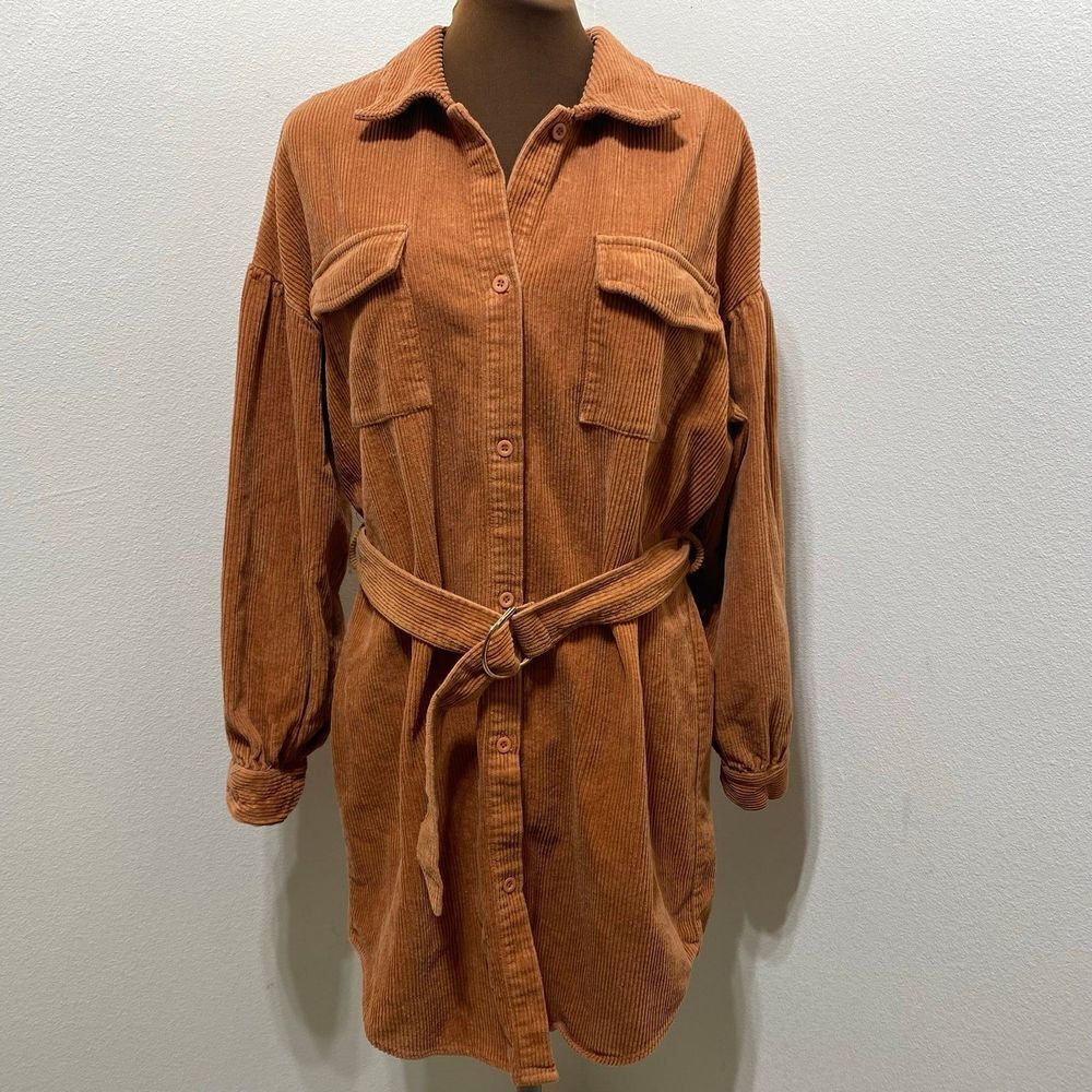 Boohoo Corduroy Shirt Dress Size 8